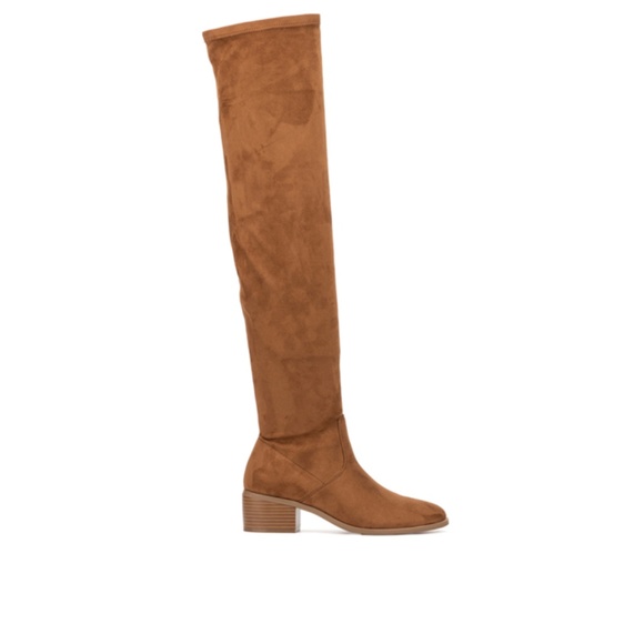 New York & Company Womens Rana Stacked Heel Over the Knee Boots, 9 Medium, Brown - Picture 5 of 5